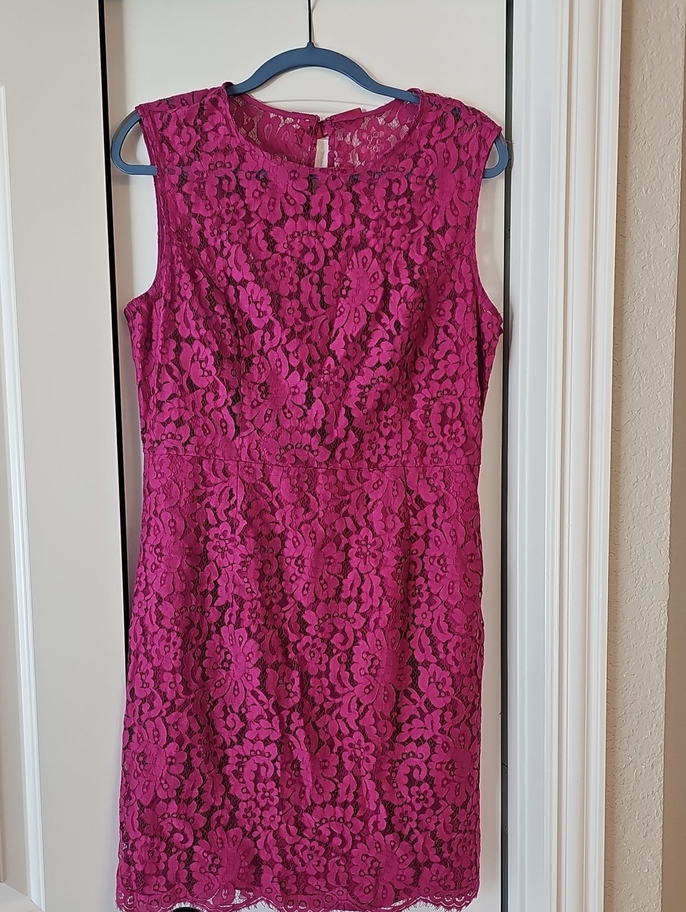 New York & Company Fuchsia Lace Sheath Dress Size 12